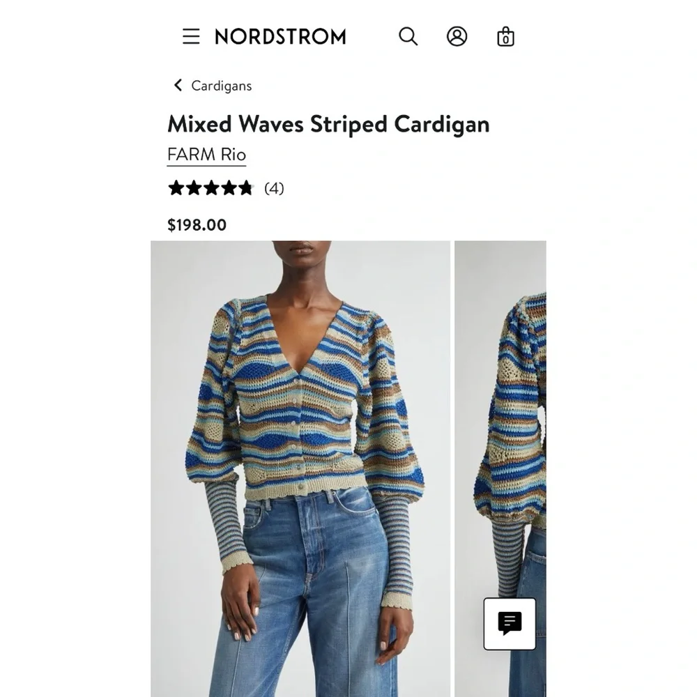 FARM Rio Mixed Waves Striped Cardigan NWOT $198 - Picture 4 of 14